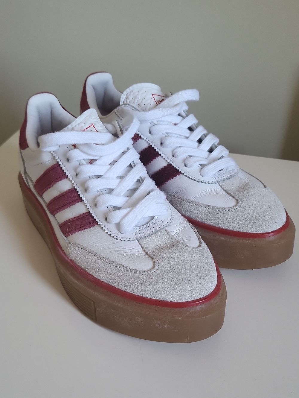 adidas Originals Sleek Super Sneakers In Burgundy & White, Size 5 1/2
